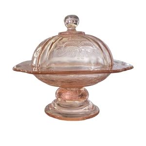 Indiana Glass Company 2pc. Pedestal Candy Dish & Cover Pink Recollection